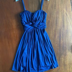 Sparkly Blue Faux Wrap Dress